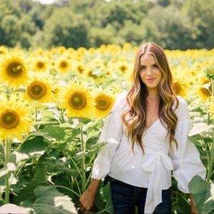 Express puff sleeve peplum blouse in white XS